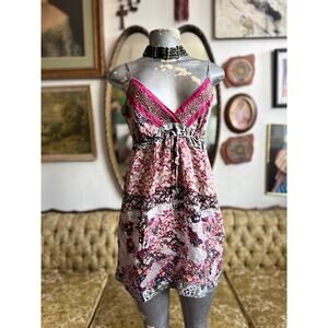 Johnny Was Silk Floral Babydoll Dress Size M